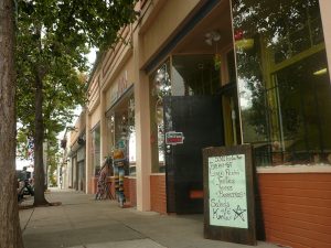 New businesses, Kafe Kalao and Just Because Boutique, on Fairfax Avenue.